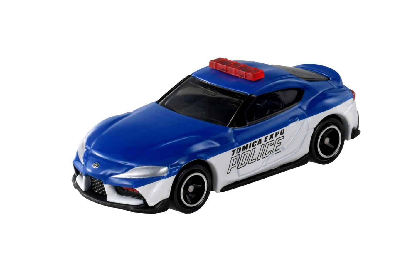 有料入場者の入場記念トミカ「トヨタ GR スープラ TOMICA EXPO パトロールカー仕様」。無料入場者には付きません。
